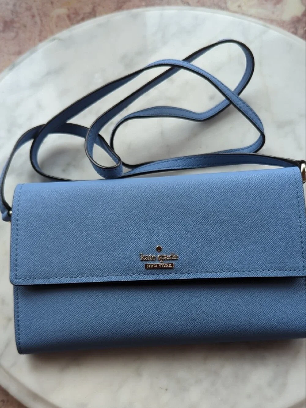 kate spade Blue Saffiano Leather Continental Wallet